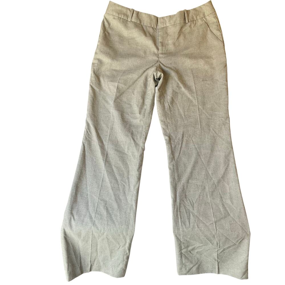 Banana Republic Women Dress Pants size 10 Gray w Liner Mid Rise Wide Leg Flared